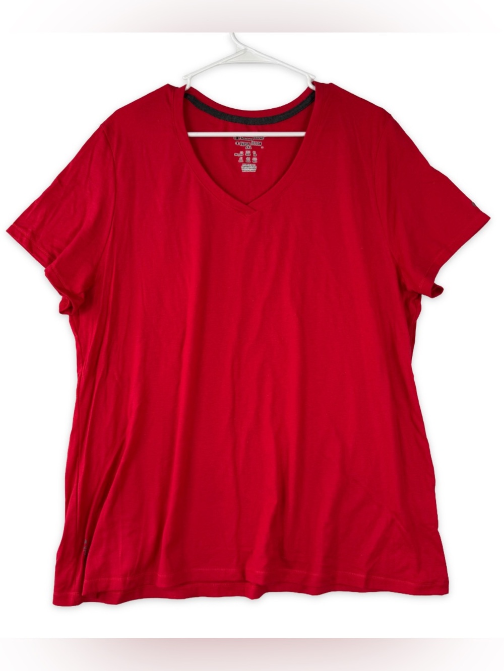 Champion Vapor Cotton T Shirt Womens Plus 3XL Solid Red Short Sleeve V Neck NWOT